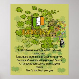 Póster Leprechauns, castillos, buena suerte y risas
