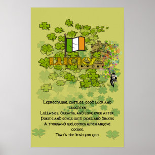 Póster Leprechauns, castillos, buena suerte y risas