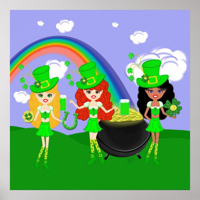 Póster Leprechauns, Chica del Día de San Patricio (Frente)