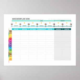 Póster Lernuhr Zubehör Jahreskalender + Wochenkalender