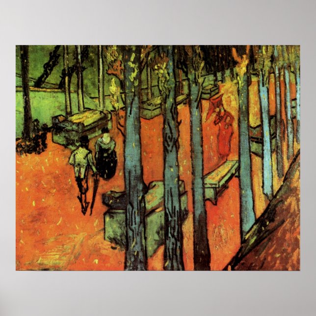 Póster Les Alyscamps, hojas de otoño de Vincent van Gogh (Frente)