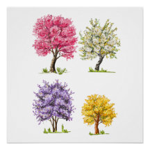 Les arbres en fleurs, couleurs imaginaires.