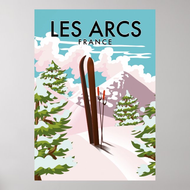 Póster Les Arcs Francia viaje esquí (Frente)