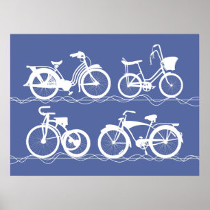 Póster Les Bicyclettes White Poster