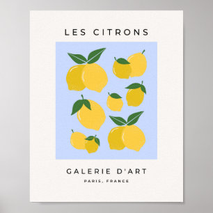 Póster Les Citrons 03 Retro Lemon Blue And Yellow