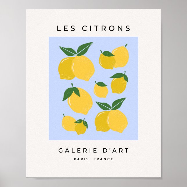 Póster Les Citrons 03 Retro Lemon Blue And Yellow (Frente)