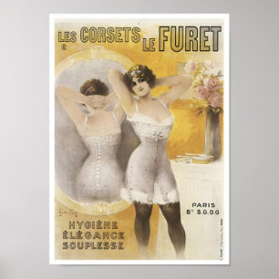 Póster Les Corsets Le Furet Vintage Corset
