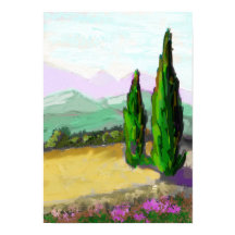Les deux cyprés en Provence, Vaucluse.