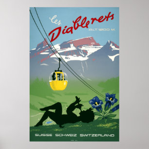 Póster Les Diablerets, Suiza, Poster de Viajes Vintage
