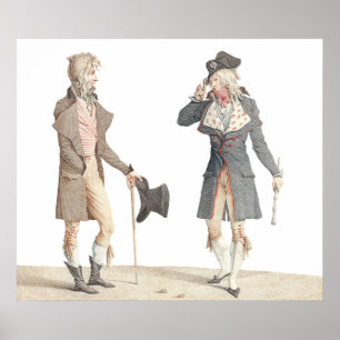 Póster Les Incroyables - grabado francés viejo por Verne