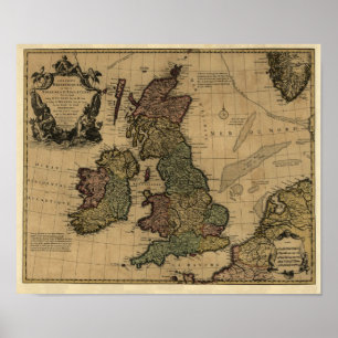 Póster Les Isles Britanniques, Mapa del siglo XVII - Pers