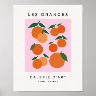 Póster Les Naranjas 01 Naranja Y Rosa De Fruta Retro