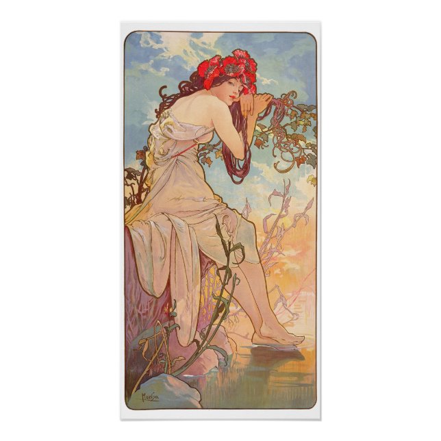Póster Les Saisons Lete - 1896 - Alphonse Mucha (Anverso)