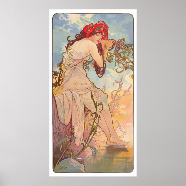 Póster Les Saisons Lete - 1896 - Alphonse Mucha (Frente)