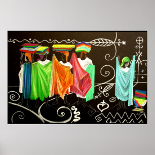 Póster Les Vendeuses de Tissus Haitienne