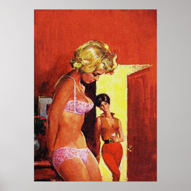 Póster Lesbian Couple Vintage Pulp Magazine Covever art (Frente)