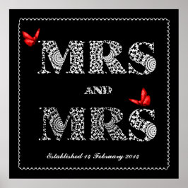 Póster Lesbiana: Boda del mismo género: Lace Word Art