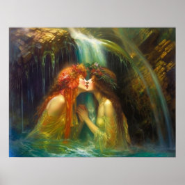 Póster Lesbianas cayendo en el agua