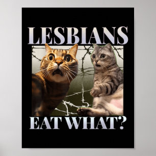 Póster Lesbianas divertidas del Orgullo Gay comen lo que