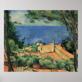 Póster L'Estaque con techos rojos - Paul Cezanne - c1883