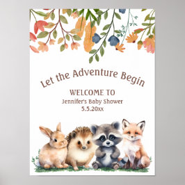 Póster  let adventure begin animals baby shower welcome