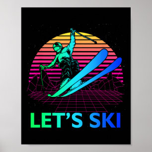 Póster Let Is Ski Colorful Vintage Invierno