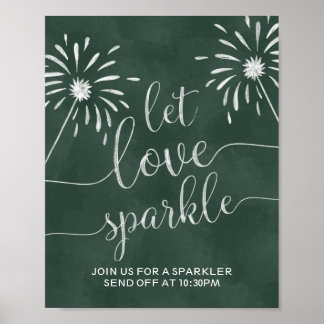 Póster Let Love Sparkle Send Off Chalkboard Wedding Sign