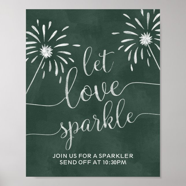 Póster Let Love Sparkle Send Off Chalkboard Wedding Sign (Frente)