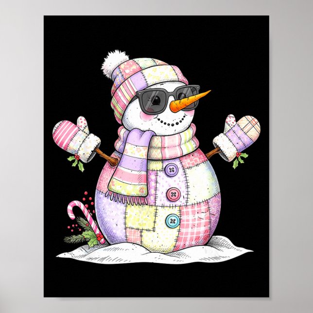 Póster Let’s Chill Snowman Christmas Coffee Cute Holiday  (Frente)