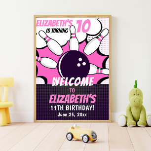 Póster Let’s Go Bowling! Fun Bowling-Style Birthday Girl