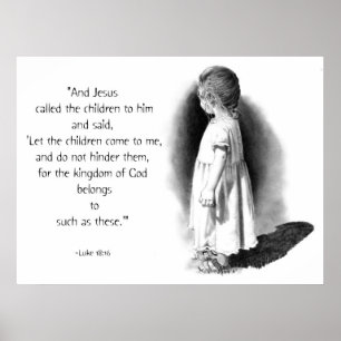 PÓSTER LET THE CHILDREN COME: JESUS: PENCIL ART