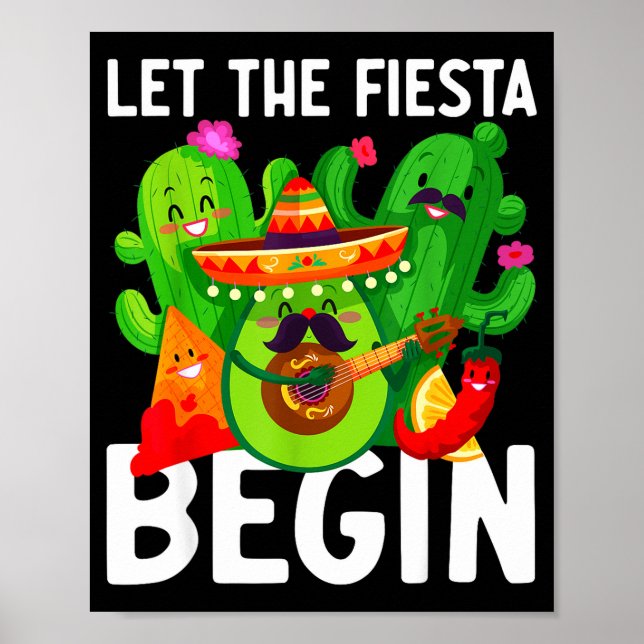 Póster Let the fiesta begin funny cinco de mayo mexican L (Frente)