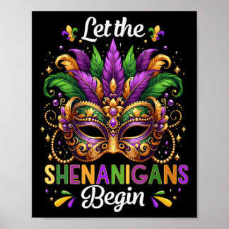 Póster Let The Shenanigans Begin Mardi Gras Beads Mask Fe
