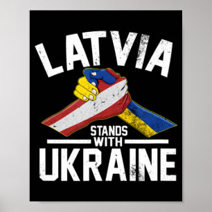 Póster Letonia está de pie con la bandera ucraniana leton