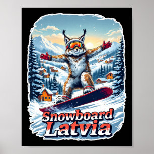 Póster Letonia: Lluvia De Snowboard En Winter Wonderland