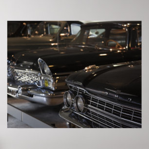 Póster Letonia, Riga, Riga Motor Museum, automóviles del