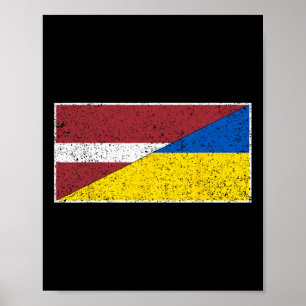 Póster Letonia Ucrania Bandera Letón Nacionalidad Ucrania