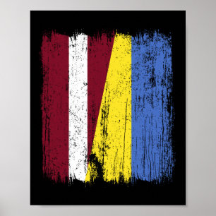 Póster Letonia Ucrania Media Bandera Letona Herencia Ucra