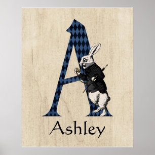 Póster Letra A de conejo blanco de maravilla