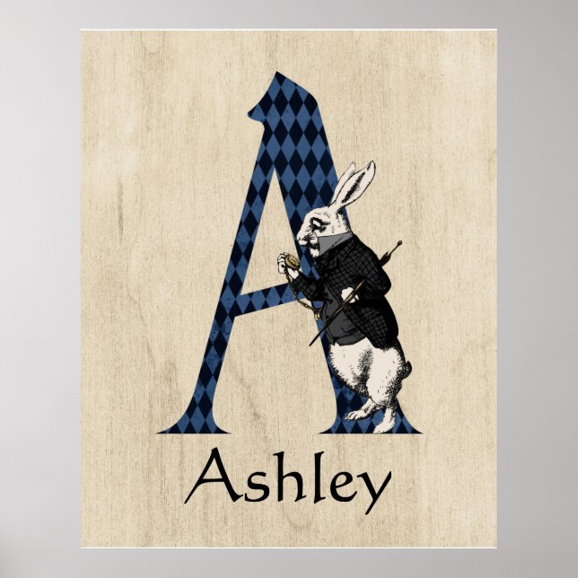 Póster Letra A de conejo blanco de maravilla (Frente)