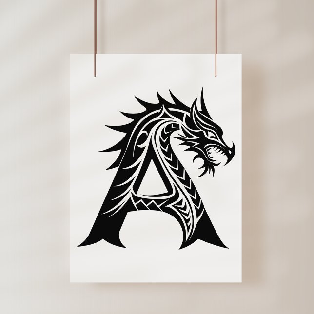 Póster Letra A de estilo dragón, alfabeto de dragón, mono (Subido por el creador)