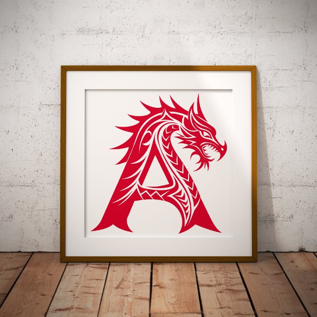 Póster Letra A de estilo dragón, alfabeto de dragón, mono (Subido por el creador)