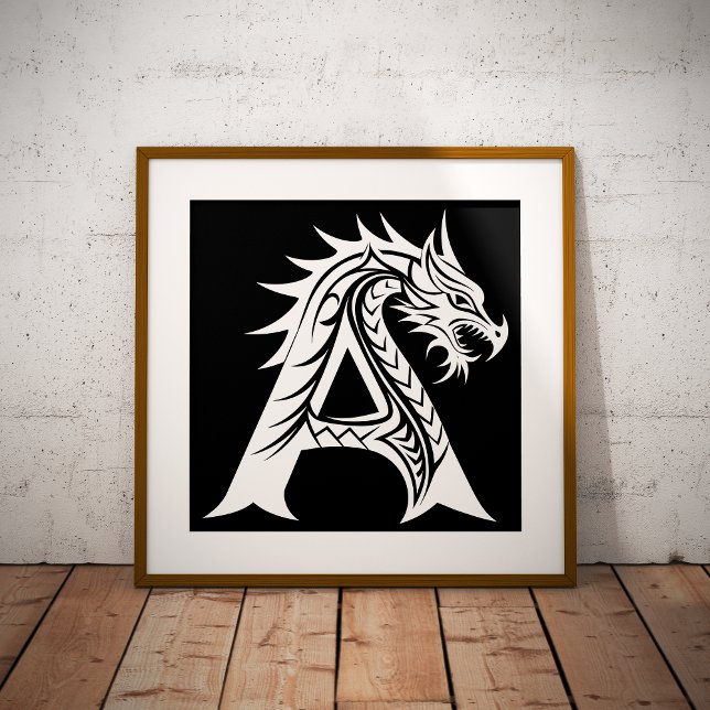 Póster Letra A de estilo dragón, alfabeto de dragón, mono (Subido por el creador)