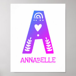 Póster Letra a nombre de monograma niños