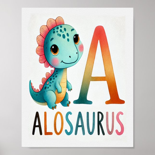 Póster Letra A, Poster de acuarela de los alfabetos de di (Frente)