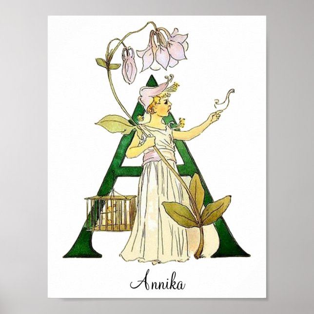 Póster Letra alfabeta vintage personalizada A (Frente)