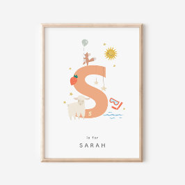 Póster Letra alfabética personalizada Cute Nursery S Post
