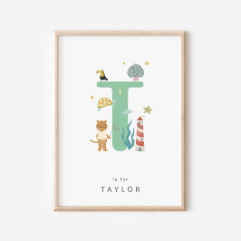 Póster Letra alfabética personalizada de guardería corta