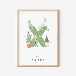 Póster Letra alfabética personalizada de guardería corta