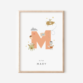 Póster Letra alfabética personalizada de guardería minúsc